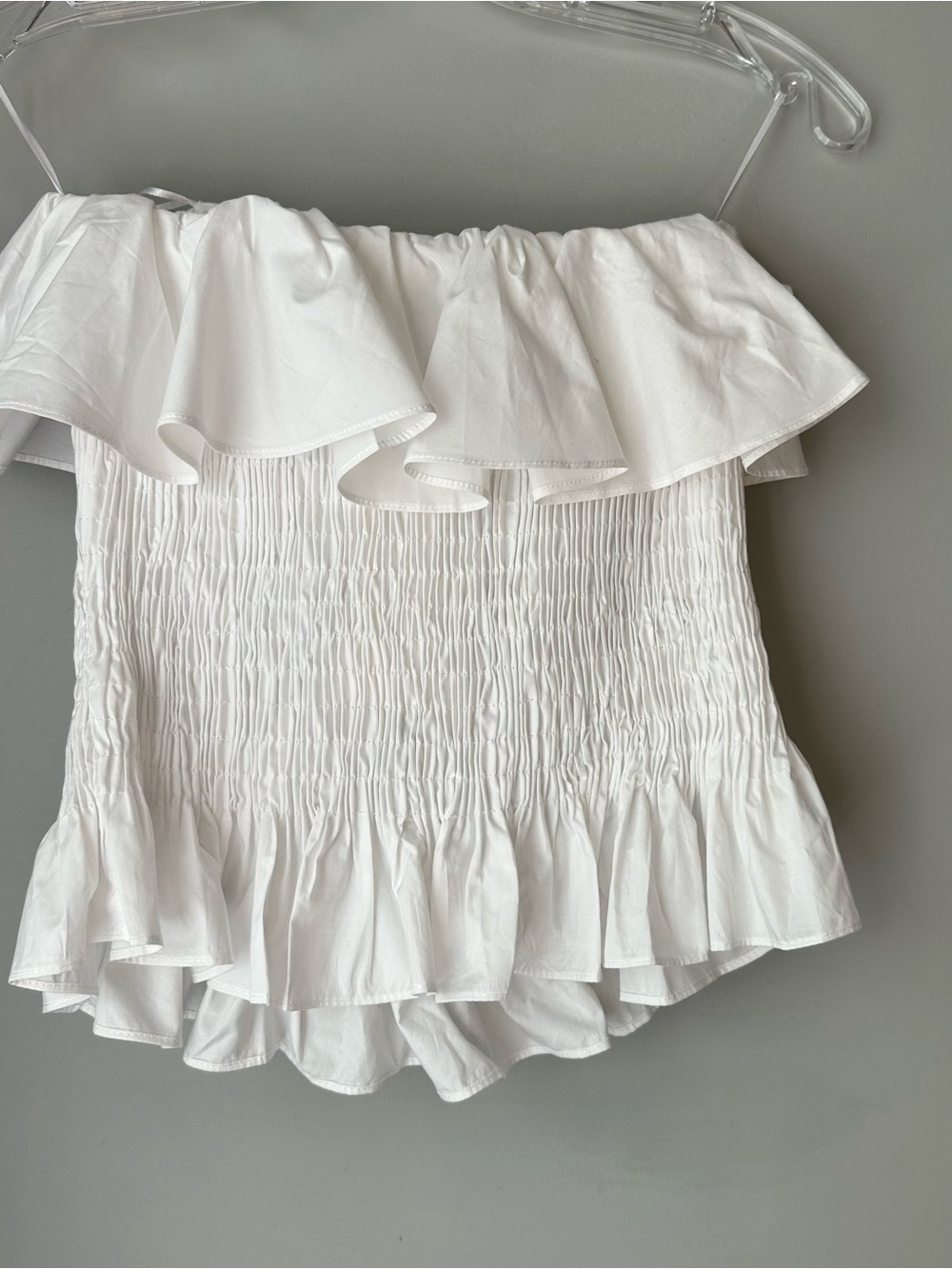 Zara White Off-Shoulder Ruffle Smocked Top - Picture 5 of 7